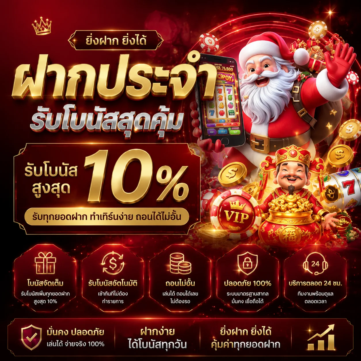 หน้าจอฟีเจอร์ฟรีสปินและตัวคูณโบนัสในโหมดทดลองเล่น